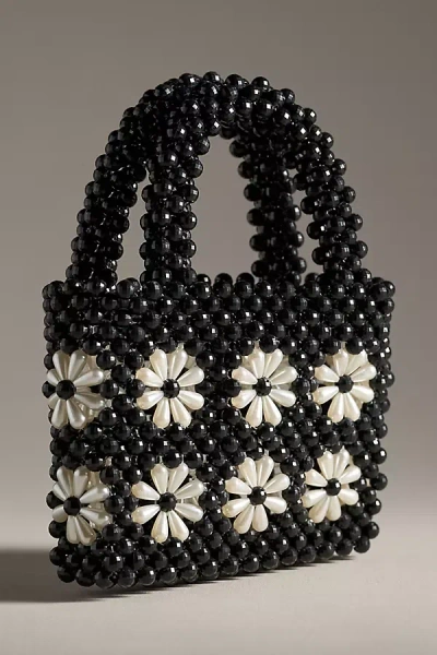 Melie Bianco Selena Floral Beaded Bag In Black