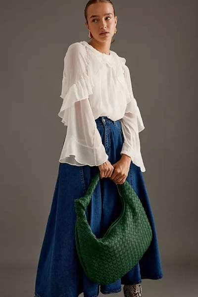 Melie Bianco The Brigitte Woven Faux-leather Satchel Bag By : Oversized Edition In Green