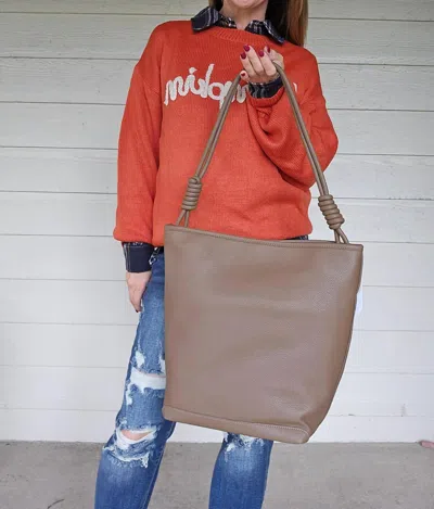 Melie Bianco Vegan Leather Tote Bag In Taupe In Grey