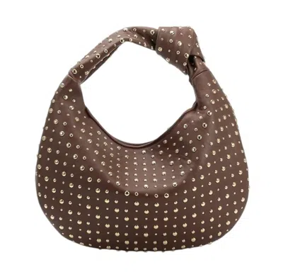 Melie Bianco Women's Brigitte Large Studded Shoulder Bag In Chocolate In Gold