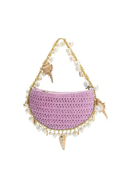 Melie Bianco Women's Isla Shells Straw Handbag In Lavender In Purple