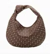 Melie Bianco Women's Large Studded Shoulder Bag In Chocolate In Gold