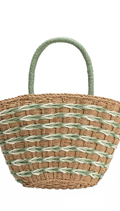 Melie Bianco Women's Lisbon Straw Vegan Tote Bag In Sage In Multi