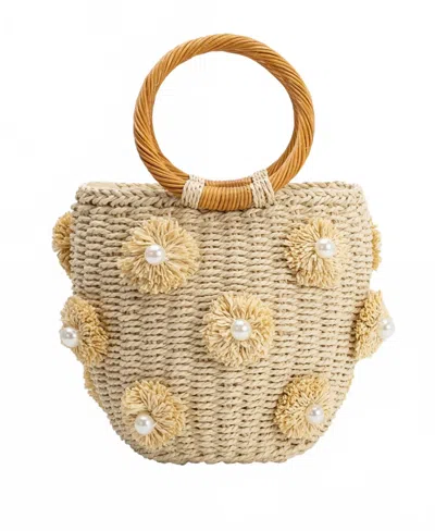 Melie Bianco Women's Mary Straw Vegan Top Handle Bag In Natural In Neutral