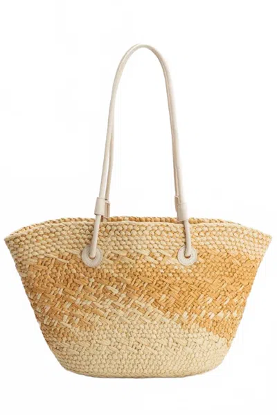 Melie Bianco Women's Sunset Straw Vegan Tote Bag In Wheat In Gold