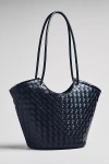 Melie Bianco Woven Bucket Tote In Black