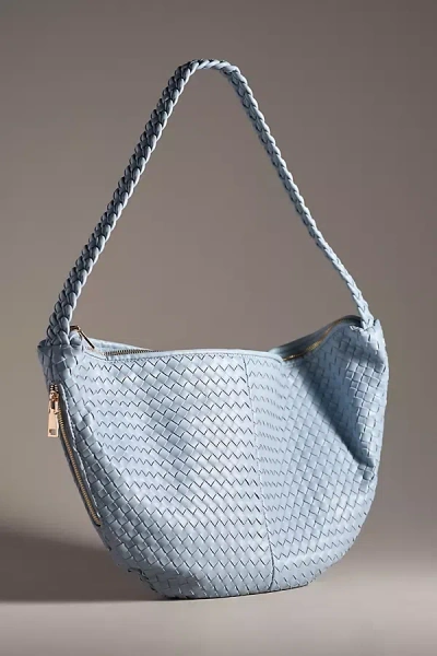 Melie Bianco Woven Crossbody Bag In Blue