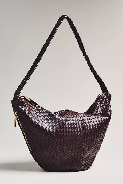 Melie Bianco Woven Crossbody Bag In Brown