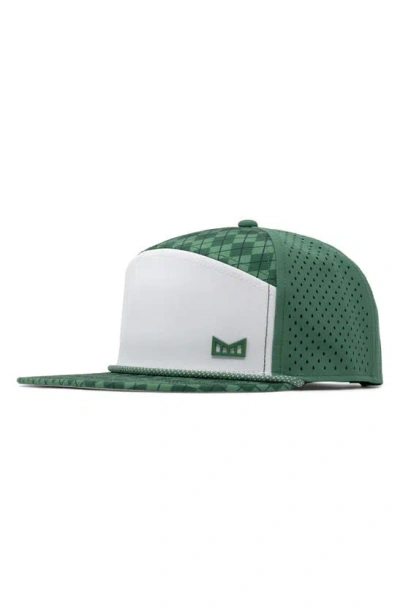 Melin Trenches Links Hydro Performance Trucker Hat In Green Argyle