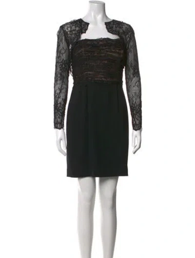 Pre-owned Melinda Eng Lace Pattern Mini Dress In Black