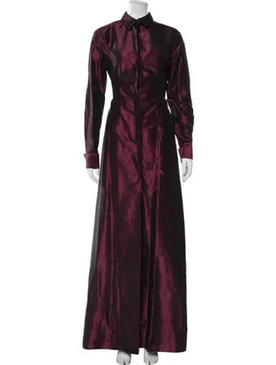 Pre-owned Melinda Eng Silk Coat In Burgundy