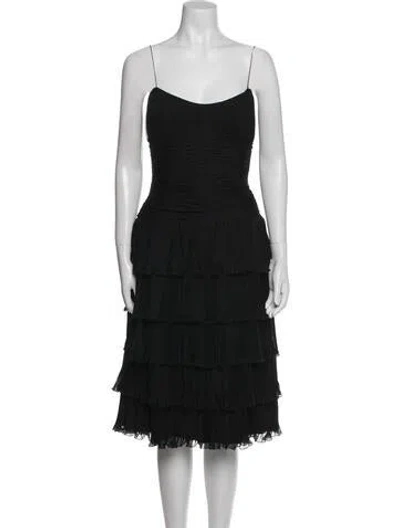 Pre-owned Melinda Eng Silk Knee-length Dress In Black