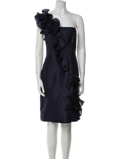 Pre-owned Melinda Eng Silk Knee-length Dress W/ Tags In Blue