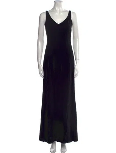 Pre-owned Melinda Eng Silk Long Dress In Black
