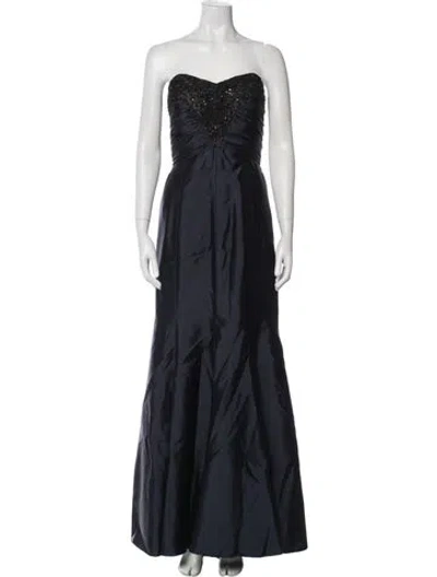 Pre-owned Melinda Eng Silk Long Dress In Blue