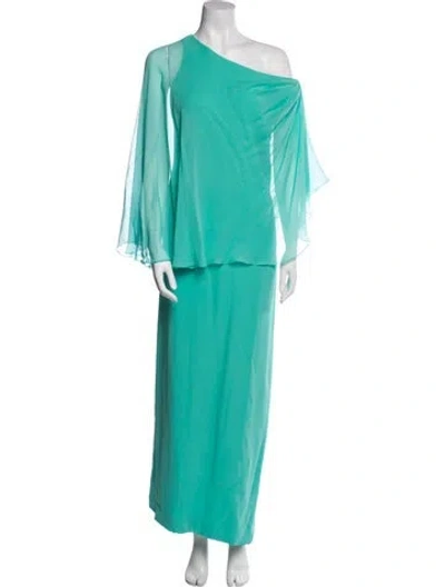 Pre-owned Melinda Eng Silk Long Dress In Green