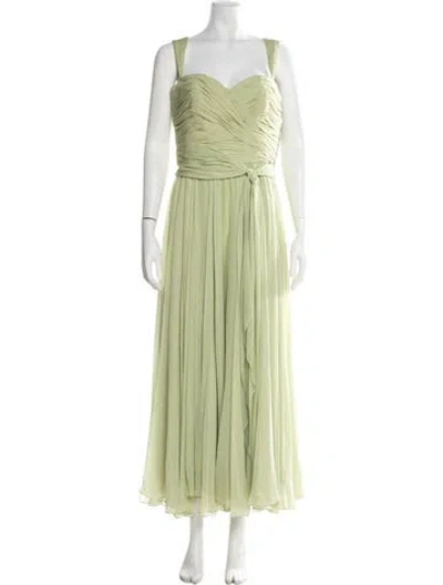 Pre-owned Melinda Eng Silk Long Dress In Green