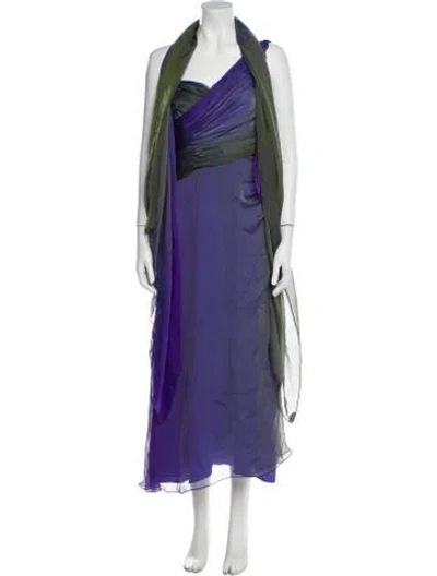 Pre-owned Melinda Eng Silk Long Dress In Purple