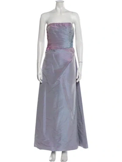 Pre-owned Melinda Eng Silk Long Dress In Purple