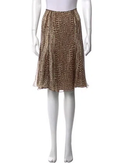 Pre-owned Melinda Eng Silk Midi Length Skirt In Brown