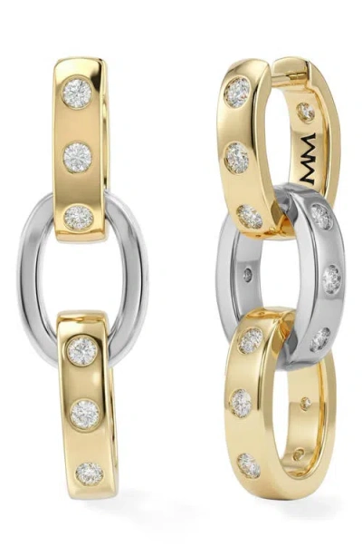 Melinda Maria Ashley Cubic Zirconia Convertible Link Hoop Earrings In White