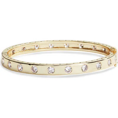 Melinda Maria Ashley Hinged Cuff In White Cz/gold