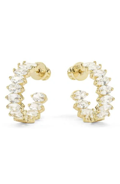 Melinda Maria Baby She's So Fine Cubic Zirconia Hoop Earrings In Goldhite