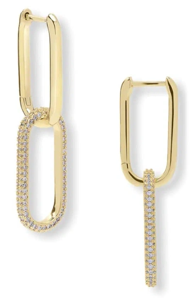 Melinda Maria Carrie Pavé Chain Convertible Drop Hoop Earrings In Gold