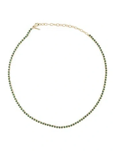 Pre-owned Melinda Maria Crystal Baroness Tennis Necklace, 16.75" In Green