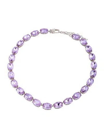 Pre-owned Melinda Maria Crystal Collar Necklace, 19" In Purple