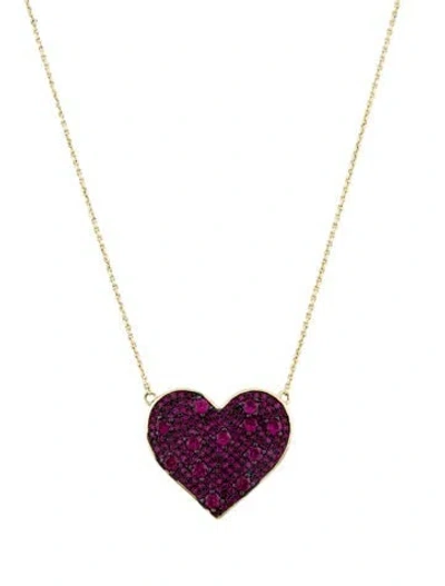 Pre-owned Melinda Maria Crystal Heart Pendant Necklace, 19" In Purple