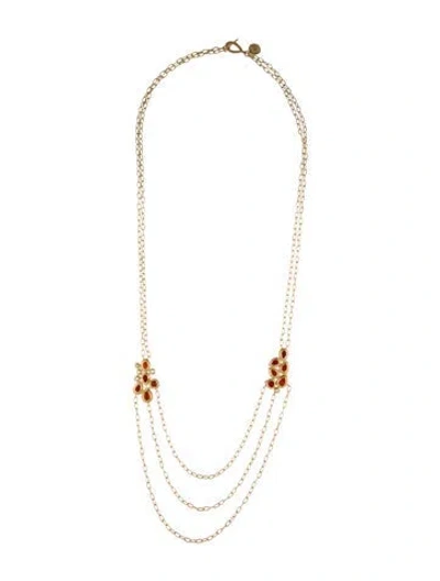 Pre-owned Melinda Maria Faceted Cubic Zirconia Multistrand Station Necklace, 31" In Red