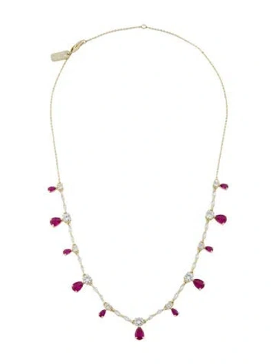 Pre-owned Melinda Maria "gone With The Wind" Collar Necklace, 17.5" In Red