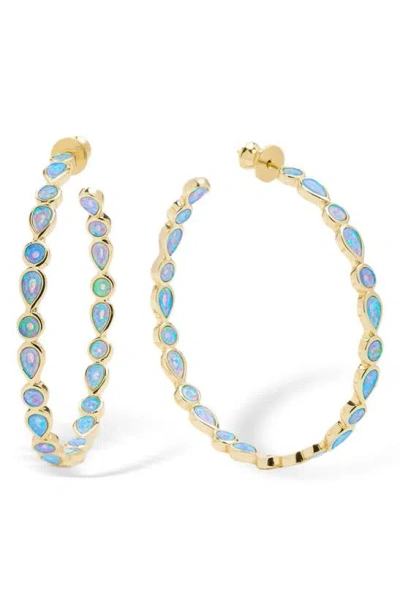 Melinda Maria Isla Imitation Opal Hoop Earrings In Blue Opal/ Gold