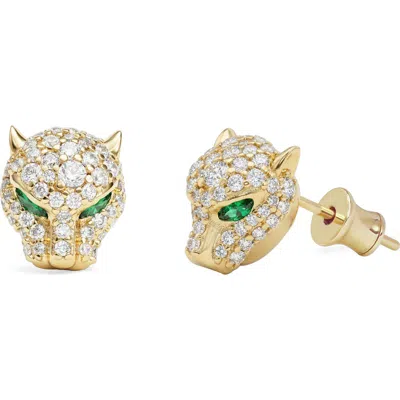 Melinda Maria Jaguar Pavé Stud Earrings In Yellow