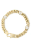 Melinda Maria Julian Loves Cubic Zirconia Chain Bracelet In Goldhite