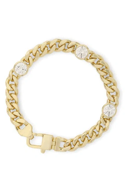 Melinda Maria Julian Loves Cubic Zirconia Chain Bracelet In Goldhite