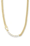 Melinda Maria Julian Loves Cubic Zirconia Frontal Necklace In Goldhite