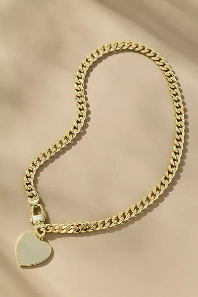 MELINDA MARIA JULIAN XL HEART CUBAN CHAIN NECKLACE