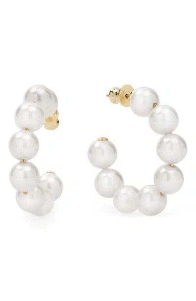 Melinda Maria Life's A Ball Imitation Pearl Hoop Earrings In White Pearl/ Gold