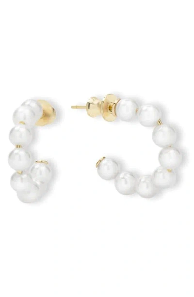 Melinda Maria Life's A Ball Imitation Pearl Hoop Earrings In White Pearl/ Gold