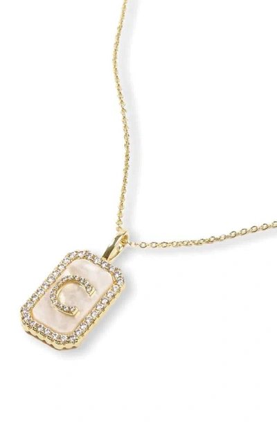 Melinda Maria Love Letters Double Sided Mother-of-pearl Initial Pendant Necklace In White Cubic Zirconia/ Gold - C