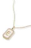 Melinda Maria Love Letters Double Sided Mother-of-pearl Initial Pendant Necklace In White Cubic Zirconia/ Gold - E
