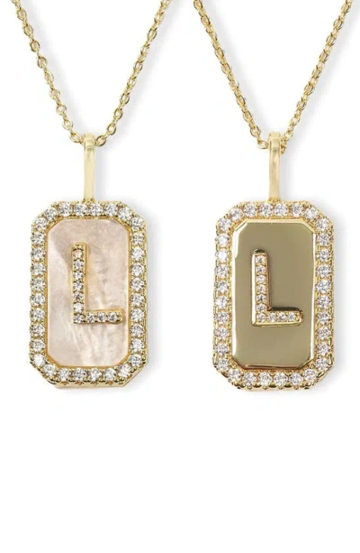 Melinda Maria Love Letters Double Sided Mother-of-pearl Initial Pendant Necklace In Gold