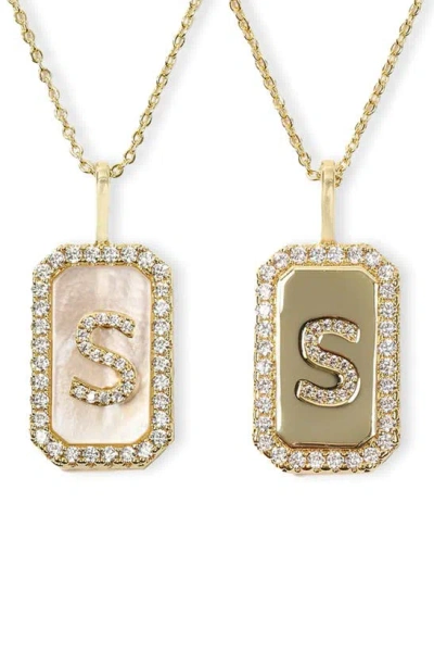 Melinda Maria Love Letters Double Sided Mother-of-pearl Initial Pendant Necklace In Gold
