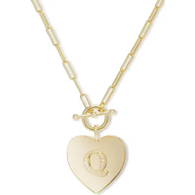 Melinda Maria Love Letters Initial Heart Medallion Necklace In Gold