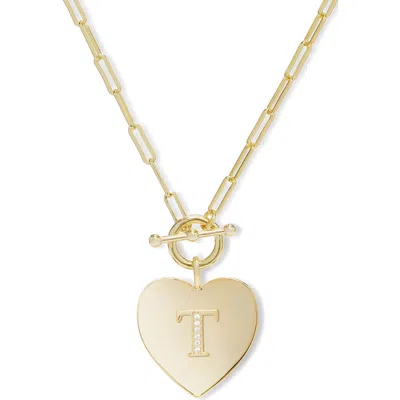 Melinda Maria Love Letters Initial Heart Medallion Necklace In Gold