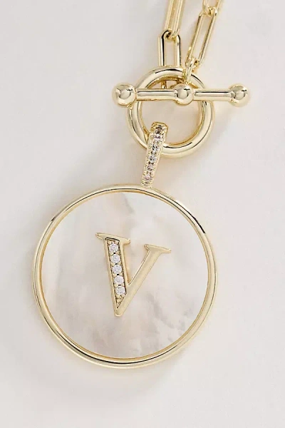 Melinda Maria Love Letters Initial Medallion Necklace In Gold