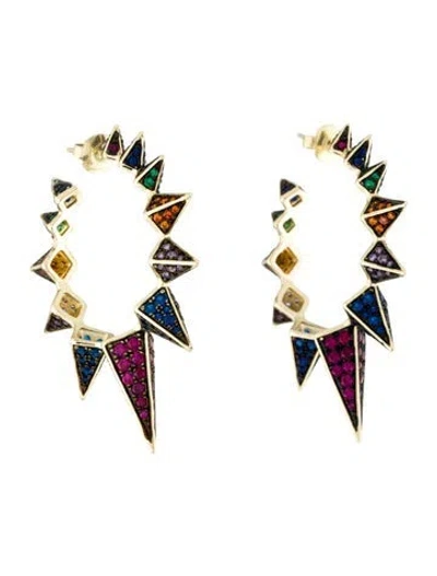 Pre-owned Melinda Maria Multicolor Crystal Spike Hoop Earrings