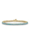 Melinda Maria Not Your Basic Lab-created Opal Tennis Bracelet In Goldlue Opal